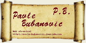 Pavle Bubanović vizit kartica